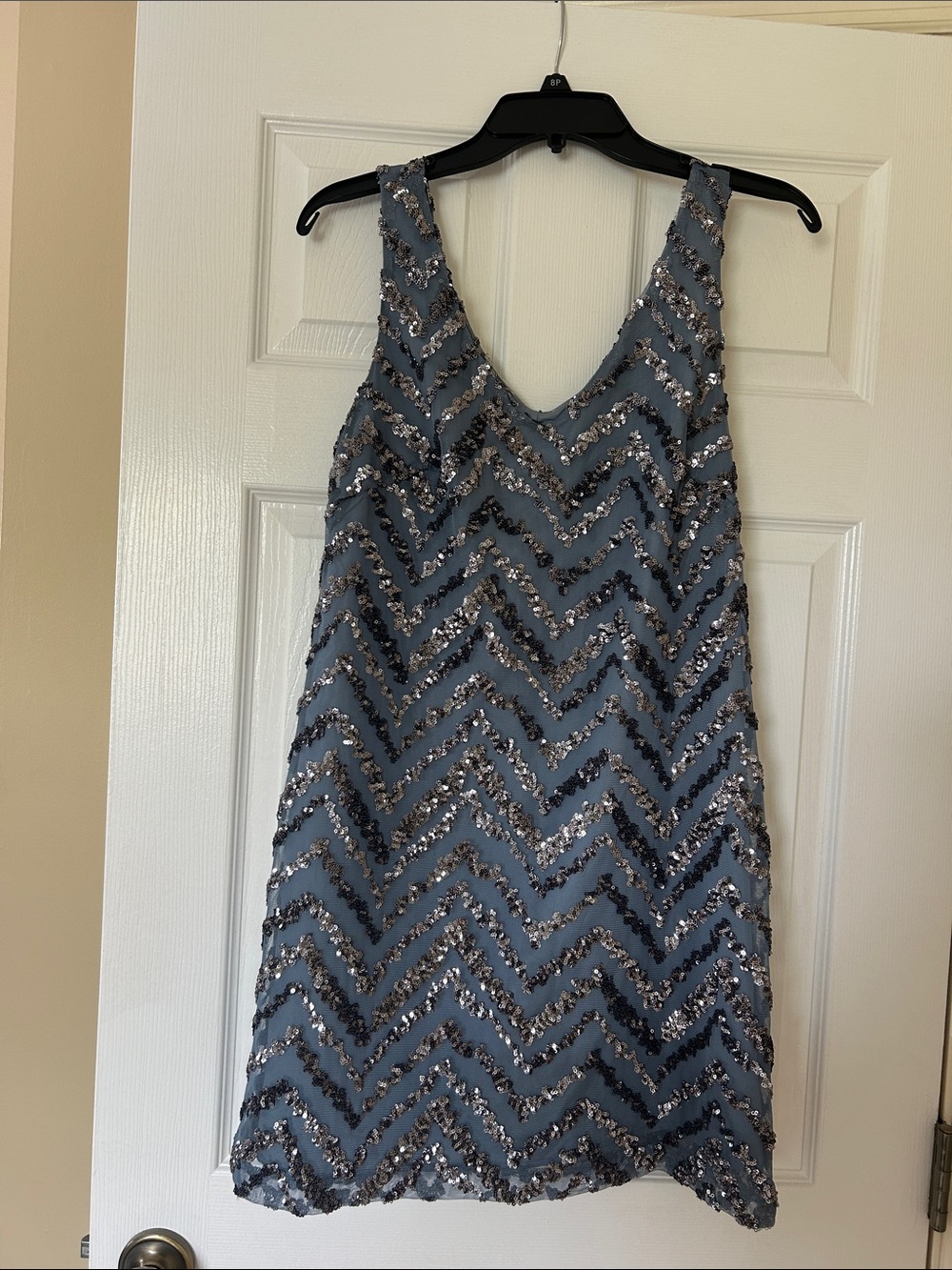 BB Dakota Sequined Chevron Shift Dress